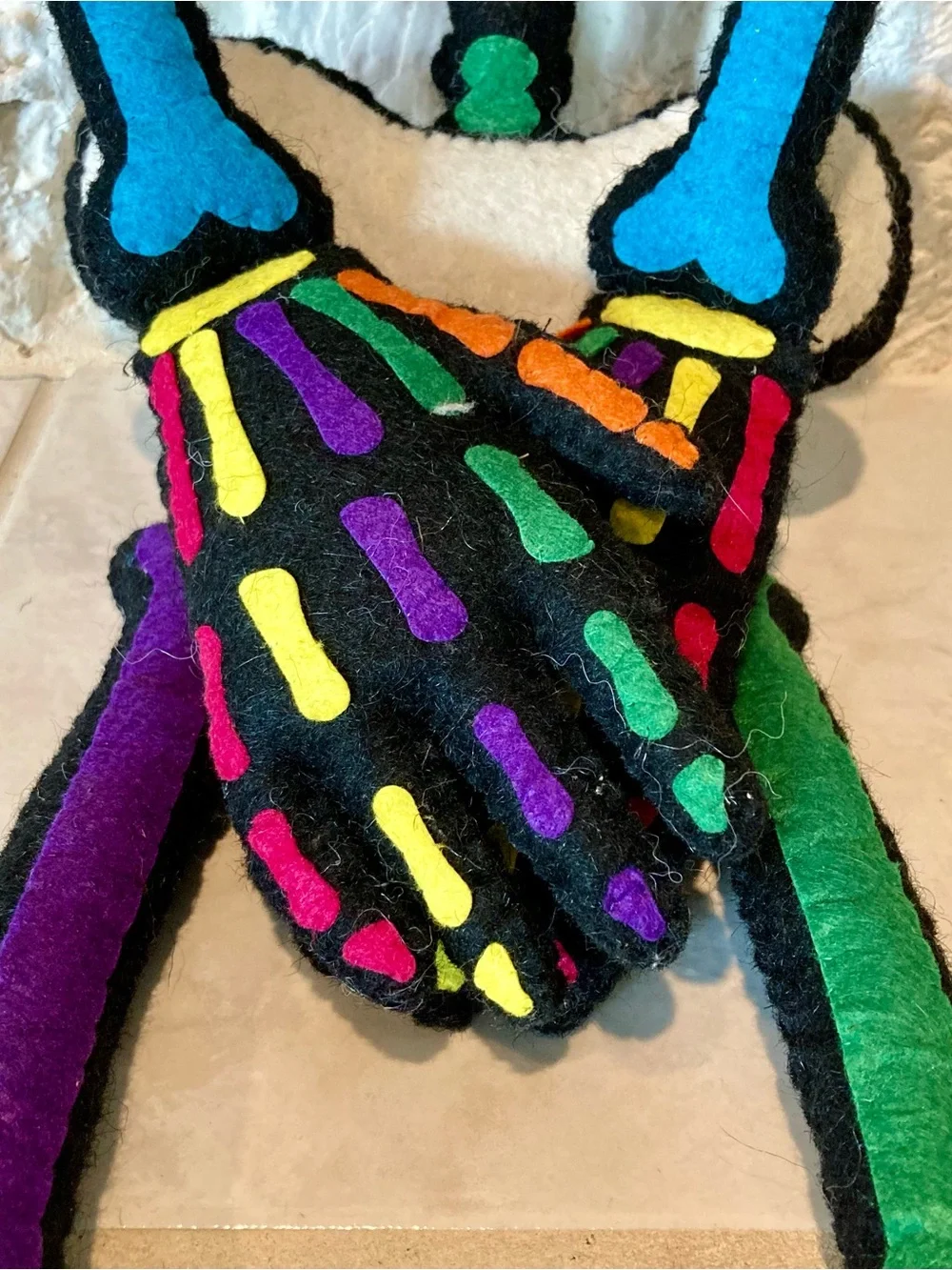 NWT Dia de los Muertos felted rainbow hanging skeleton
